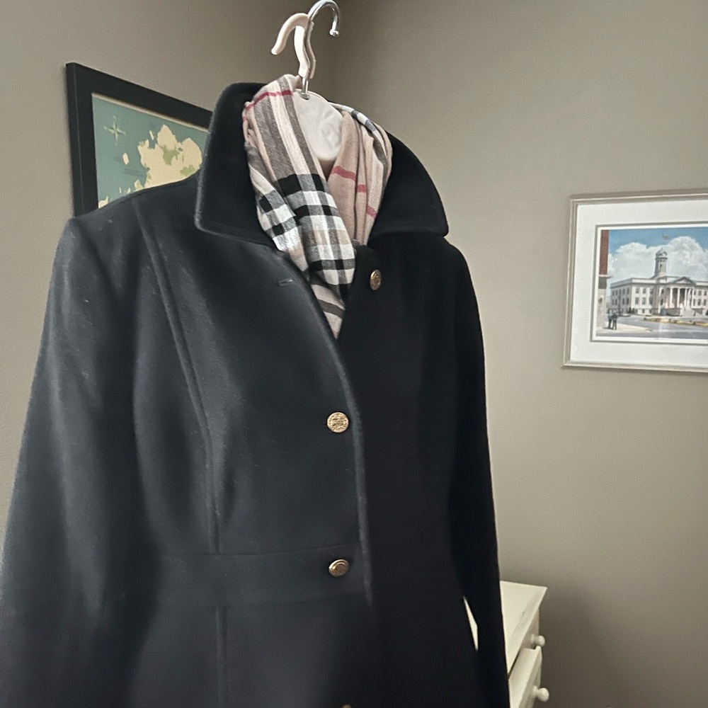 J. Crew Black coat with Gold Buttons